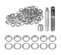 QUARKZMAN Kit di 100pz Strumento Occhielli 12mm Set Occhielli in Rame con Perforatore Fori Vuoti, Strumenti per Occhielli per Abbigliamento in Pelle Tessuto, Tono Argento