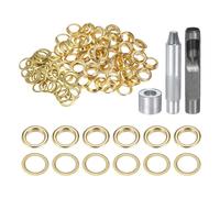 QUARKZMAN Kit di 100pz Strumento Occhielli 14mm Set Occhielli in Rame con Perforatore Fori Vuoti, Strumenti per Occhielli per Abbigliamento in Pelle Tessuto, Tono Oro