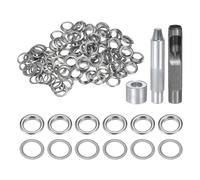 QUARKZMAN Kit di 100pz Strumento Occhielli 14mm Set Occhielli in Rame con Perforatore Fori Vuoti, Strumenti per Occhielli per Abbigliamento in Pelle Tessuto, Tono Argento