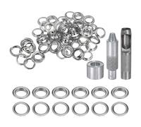 QUARKZMAN Kit di 100pz Strumento Occhielli 18mm Set Occhielli in Rame con Perforatore Fori Vuoti, Strumenti per Occhielli per Abbigliamento in Pelle Tessuto, Tono Argento