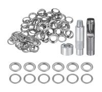 QUARKZMAN Kit di 100pz Strumento Occhielli 20mm Set Occhielli in Rame con Perforatore Fori Vuoti, Strumenti per Occhielli per Abbigliamento in Pelle Tessuto, Tono Argento