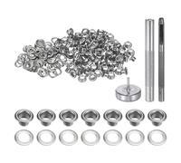 QUARKZMAN Kit di 100pz Strumento Occhielli 3,5mm Set Occhielli in Rame con Perforatore Fori Vuoti, Strumenti per Occhielli per Abbigliamento in Pelle Tessuto, Tono Argento