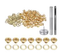 QUARKZMAN Kit di 100pz Strumento Occhielli 3,5mm Set Occhielli in Rame con Perforatore Fori Vuoti, Strumenti per Occhielli per Abbigliamento in Pelle Tessuto, Tono Oro