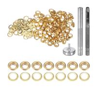 QUARKZMAN Kit di 100pz Strumento Occhielli 4,5mm Set Occhielli in Rame con Perforatore Fori Vuoti, Strumenti per Occhielli per Abbigliamento in Pelle Tessuto, Tono Oro