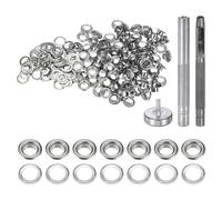 QUARKZMAN Kit di 100pz Strumento Occhielli 4,5mm Set Occhielli in Rame con Perforatore Fori Vuoti, Strumenti per Occhielli per Abbigliamento in Pelle Tessuto, Tono Argento