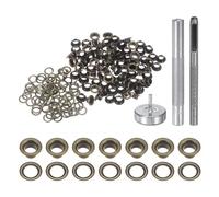 QUARKZMAN Kit di 100pz Strumento Occhielli 4mm Set Occhielli in Rame con Perforatore Fori Vuoti, Strumenti per Occhielli per Abbigliamento in Pelle Tessuto, Bronzo