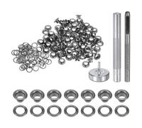 QUARKZMAN Kit di 100pz Strumento Occhielli 4mm Set Occhielli in Rame con Perforatore Fori Vuoti, Strumenti per Occhielli per Abbigliamento in Pelle Tessuto, Nero