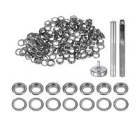 QUARKZMAN Kit di 100pz Strumento Occhielli 5mm Set Occhielli in Rame con Perforatore Fori Vuoti, Strumenti per Occhielli per Abbigliamento in Pelle Tessuto, Nero