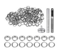 QUARKZMAN Kit di 100pz Strumento Occhielli 6mm Set Occhielli in Rame con Perforatore Fori Vuoti, Strumenti per Occhielli per Abbigliamento in Pelle Tessuto, Tono Argento