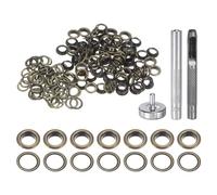QUARKZMAN Kit di 100pz Strumento Occhielli 6mm Set Occhielli in Rame con Perforatore Fori Vuoti, Strumenti per Occhielli per Abbigliamento in Pelle Tessuto, Bronzo