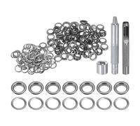 QUARKZMAN Kit di 100pz Strumento Occhielli 8mm Set Occhielli in Rame con Perforatore Fori Vuoti, Strumenti per Occhielli per Abbigliamento in Pelle Tessuto, Nero