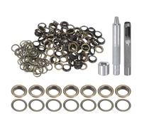 QUARKZMAN Kit di 100pz Strumento Occhielli 8mm Set Occhielli in Rame con Perforatore Fori Vuoti, Strumenti per Occhielli per Abbigliamento in Pelle Tessuto, Bronzo