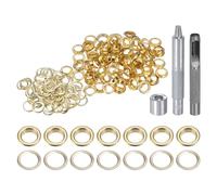 QUARKZMAN Kit di 100pz Strumento Occhielli 8mm Set Occhielli in Rame con Perforatore Fori Vuoti, Strumenti per Occhielli per Abbigliamento in Pelle Tessuto, Tono Oro