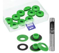 QUARKZMAN Kit Utensili per Occhielli 14Pz, Set Occhielli 12 Mm Pinze per Plastica Rondelle Antiruggine Teloni Camion Tessuti Tende Sole Clip Fissaggio, Verde