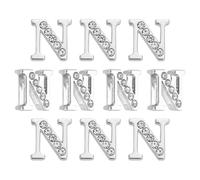 QUARKZMAN Letter Charm, 20Pcs 8mm - Charm Pendente Scorrevole Alfabeto Cromato, Lettere Cristallo Mezzo Strass, per Creare Braccialetti in Pelle Fai Da Te (Lettera N)