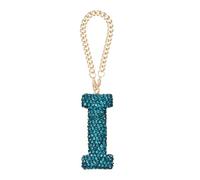 QUARKZMAN Lettera di Auto Bling Charm, Iniziale I Lettera Decorazione Specchietto Interno Auto Appendente Ornamenti in Cristallo per Donne Borse Tazza d'Acqua Fai da Te, Blu Lago
