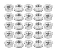 QUARKZMAN M10x1,25mm Dadi Autobloccanti Esagonali Flangiati Scanalati 25pz Dado Flangiato Esagonale Metrico Antiscivolo Acciaio Inossidabile 304 Filettatura Completa Finitura Lucida Argento