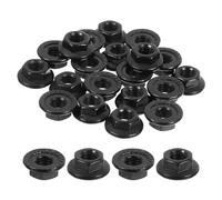 QUARKZMAN M5x0,8mm Dadi Autobloccanti Esagonali Flangiati Scanalati, 20pz Dado Flangiato Esagonale Metrico Antiscivolo Acciaio Inossidabile 304, Filettatura Completa, Finitura Lucida, Nero