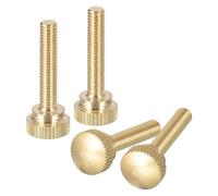 QUARKZMAN M5x25mm Viti a Testa Zigrinata, 4pz Viti a Testa Zigrinata Ottone Bulloni Pomelli Impugnatura a Spalla Elementi Fissaggio, Tono Ottone