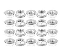 QUARKZMAN M6x1,0mm Dadi Autobloccanti Esagonali Flangiati Scanalati 20pz Dado Flangiato Esagonale Metrico Antiscivolo Acciaio Inossidabile 304 Filettatura Completa Finitura Lucida Argento