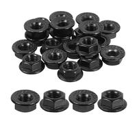 QUARKZMAN M6x1,0mm Dadi Autobloccanti Esagonali Flangiati Scanalati, 25pz Dado Flangiato Esagonale Metrico Antiscivolo Acciaio Inossidabile 304, Filettatura Completa, Finitura Lucida, Nero