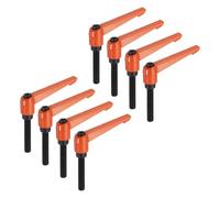 QUARKZMAN Manopole Regolabili a Leva 8 Pezzi M10 x 50mm Arancione | Maniglia di Serraggio a Leva, Filettatura Maschia Metrica, Manopoli a Mano, Bulloni con Leva di Blocco