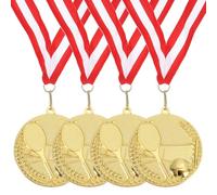 QUARKZMAN Medaglie Tennis 2.7 Pollici, Medaglie Premio Oro con Nastro Collo per Giochi di Squadra Competizioni Party Favors 4 Pezzi