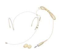 QUARKZMAN Microfono A Gancio Auricolare Doppio Set Sospeso Omnidirezionale Cablato Microfono A Condensatore Cuffia Con Spinotto Standard 3.5mm TRS Cavo 1.2m Beige