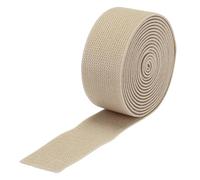 QUARKZMAN Nastro Elastico Largo in Twill Doppio Lato 3cm x 2 Iarde Beige | (1,2") Flat 6 Piedi, Tessuto Spola Cinghia Tensione Resistente, per Cucire Cinture