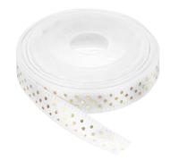 QUARKZMAN Nastro Grosgrain a Pois 5 Iarde 1/4" Bianco con Pallini Dorati Nastro a Pallini Fiocco Decorazione per Lavoretti, Incarto Regali, Matrimoni, Fai Da Te