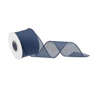 QUARKZMAN Nastro Iuta con Bordo Filo Metallico Nastro Blu Navy da 2-1/2" x 10 Iarde Nastro con Filo per Confezioni Regalo, Fiocco, Crown, Albero Natale, Bouquet Fiori, con Rullo