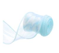 QUARKZMAN Nastro Organza Trasparente Scintillante Largo 40mm Nastri Chiffon Iridescenti Luccicanti Pastello, 2.7m Blu Chiaro per Confezioni Regalo Bouquetmatrimonio Fiocchi