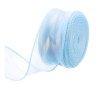QUARKZMAN Nastro Organza Trasparente Scintillante Largo 40mm Nastri Chiffon Iridescenti Luccicanti Pastello, 23m Azzurro Cielo per Confezioni Regalo Bouquetmatrimonio Fiocchi