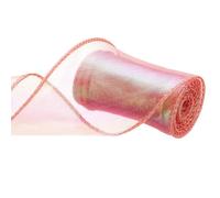 QUARKZMAN Nastro Organza Trasparente Scintillante Largo 60mm Nastri Chiffon Iridescenti Luccicanti Pastello, 2.7m Rosso per Confezioni Regalo Bouquetmatrimonio Fiocchi