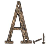 QUARKZMAN Numero Civico Esterno Lettera, 14 x 0.7cm In Ghisa A Stile Vintage "A" Per Casa Strada Ufficio Cassetta Postale, Nero E Oro