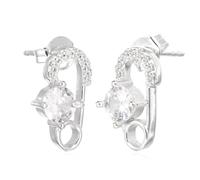 QUARKZMAN Orecchini A Spilla Di Sicurezza 1 Set Orecchini Pendenti Ipoallergenici Orecchini A Clip Punk Per Donne Uomini Gioielli Alla Moda Personalizzati Regali Oro Bianco