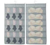 QUARKZMAN Organizzatore Appendibile Per Armadio, Sacchetto Appendibile Doppia Faccia Per Canotta Calzini Armadi Camera Da Letto Bagno, Grigio (6+18 Tasche)