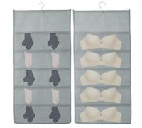 QUARKZMAN Organizzatore Da Appendere Per Armadio, Sacchetto Appendibile Per Reggiseni Con Scaffali Doppia Faccia Per Canotta Calzini Armadi Camera Da Letto Bagno, Grigio (5+10 Tasche)
