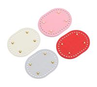 QUARKZMAN Ovale Cuscinetto inferiore Modellante Borsa 4pz 145 x 110mm PU Pelle Cuscino Base per Uncinetto Maglia Borse Rosso+Rosa+Argento+Bianco