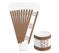 QUARKZMAN Pacco da 100 Fascette per Denaro, Involucri per Banconote Autoadesivi Fascette Banconote per Organizzare Banconote, 7,6x1,02 Pollici, Marrone