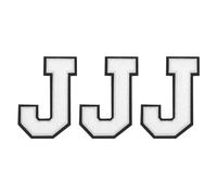 QUARKZMAN Patches Chenille Lettere J Taglia Grande 4-1/2 Pollici Patch Ricamate in Glitter Nero per Abbigliamento, Scarpe, cappello, Zaini Confezione da 3 (Bianco)