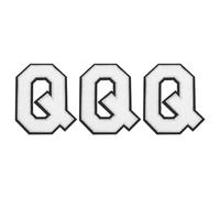 QUARKZMAN Patches Grandi con Lettere Q in Chenille 4-1/2 Pollici, Patches Ricamati con Glitter Nero per Abbigliamento, Scarpe, cappello, Zaini - Confezione da 3 (Bianco)