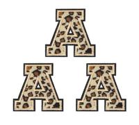 QUARKZMAN Patches Lettera a Leopardo Lettere Termoadesive a Patch Bordo Nero Cucito Toppe Applicate Ricamate 6CM/2,36" Processo Adesivo a Caldo per Riparazione Abbigliamento Zaino Jeans, 3pz