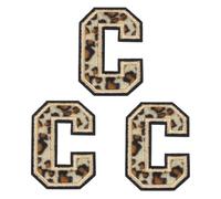 QUARKZMAN Patches Lettera C Leopardo Lettere Termoadesive C Patch Bordo Nero Cucito Toppe Applicate Ricamate 6CM/2,36" Processo Adesivo a Caldo per Riparazione Abbigliamento Zaino Jeans, 3pz