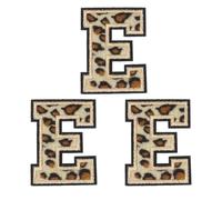 QUARKZMAN Patches Lettera E Leopardo Lettere Termoadesive E Patch Bordo Nero Cucito Toppe Applicate Ricamate 6CM/2,36" Processo Adesivo a Caldo per Riparazione Abbigliamento Zaino Jeans, 3pz