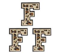 QUARKZMAN Patches Lettera F Leopardo Lettere Termoadesive F Patch Bordo Nero Cucito Toppe Applicate Ricamate 6CM/2,36" Processo Adesivo a Caldo per Riparazione Abbigliamento Zaino Jeans, 3pz