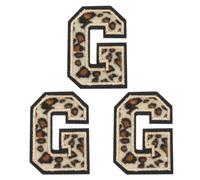 QUARKZMAN Patches Lettera G Leopardo Lettere Termoadesive G Patch Bordo Nero Cucito Toppe Applicate Ricamate 6CM/2,36" Processo Adesivo a Caldo per Riparazione Abbigliamento Zaino Jeans, 3pz