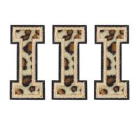 QUARKZMAN Patches Lettera I Leopardo Lettere Termoadesive I Patch Bordo Nero Cucito Toppe Applicate Ricamate 6CM/2,36" Processo Adesivo a Caldo per Riparazione Abbigliamento Zaino Jeans, 3pz