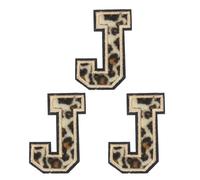 QUARKZMAN Patches Lettera J Leopardo Lettere Termoadesive J Patch Bordo Nero Cucito Toppe Applicate Ricamate 6CM/2,36" Processo Adesivo a Caldo per Riparazione Abbigliamento Zaino Jeans, 3pz