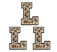 QUARKZMAN Patches Lettera L Leopardo Lettere Termoadesive L Patch Bordo Nero Cucito Toppe Applicate Ricamate 6CM/2,36" Processo Adesivo a Caldo per Riparazione Abbigliamento Zaino Jeans, 3pz